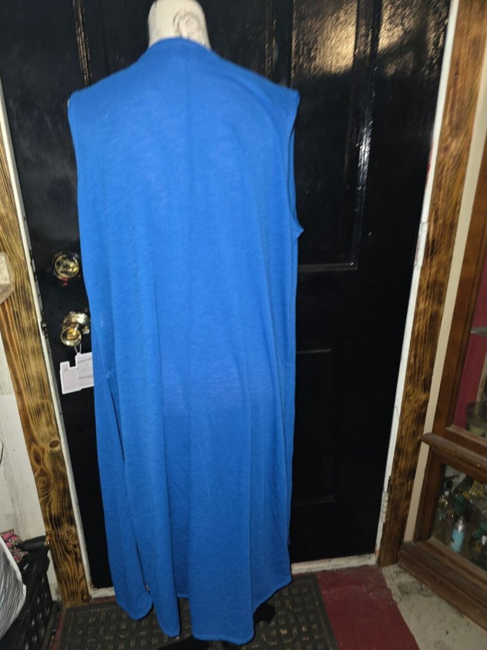 Lularoe Womens Blue Open Front Duster Cardigan Vest M Polyester/Spandex